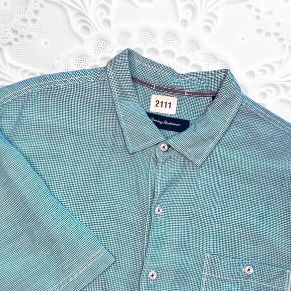 Tommy Bahama Button Up Shirt Men's Adult 2XL‎ XXL Blue Long Sleeve Linen Blend - Picture 1 of 12